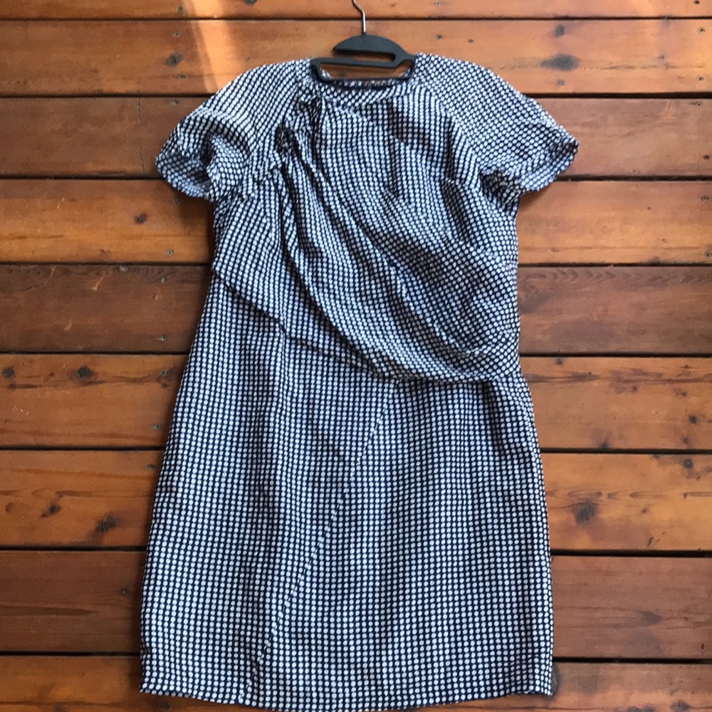 Hugo Boss silk blue dress with white polka dots 10